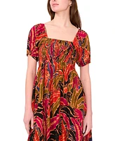 Msk Petites Printed Square-Neck Midi Dress