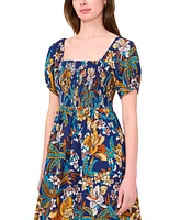 Msk Petites Mixed-Print Challis Midi Dress