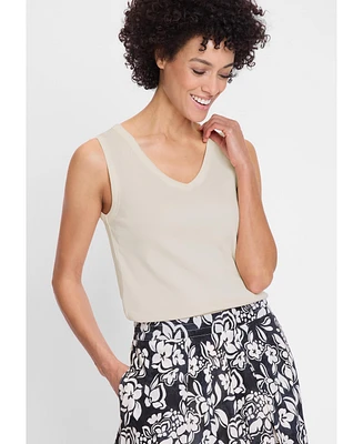 Olsen Women's Rounded V-Neck Sleeveless Shell