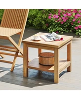 Square Side Table with Open Shelf for Small Spaces – Compact and Functional Storage Solution