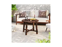 Patio End Table with Solid Wood Structure for Garden Deck Poolside and Indoors