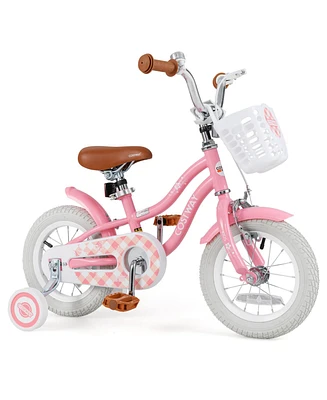 Kids Bike with Training Wheels and Front Basket for Boys and Girls Ages 3–4