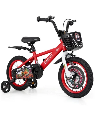 Kids Bike Adjustable with Storage Basket and Double Brake for 3-4 Years Old