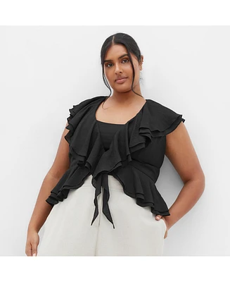City Chic Plus Sweet Ruffle Top