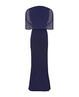 Quiz Women's Scuba Crepe Maxi Dress with Mesh Cape