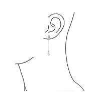 Bling Jewelry Simple Cz White Freshwater Cultured Pearl Linear Chain Dangling Earrings Silver Plated Brass