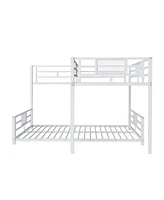 L-shaped Metal Twin over Full Size Bunk Bed, White
