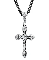 Steeltime Men's Black Ip and Stainless Steel Accented Cross Pendant Necklace