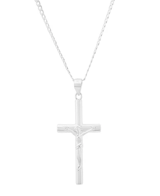 Steeltime Men's Sterling Silver Crucifix Pendant Necklace