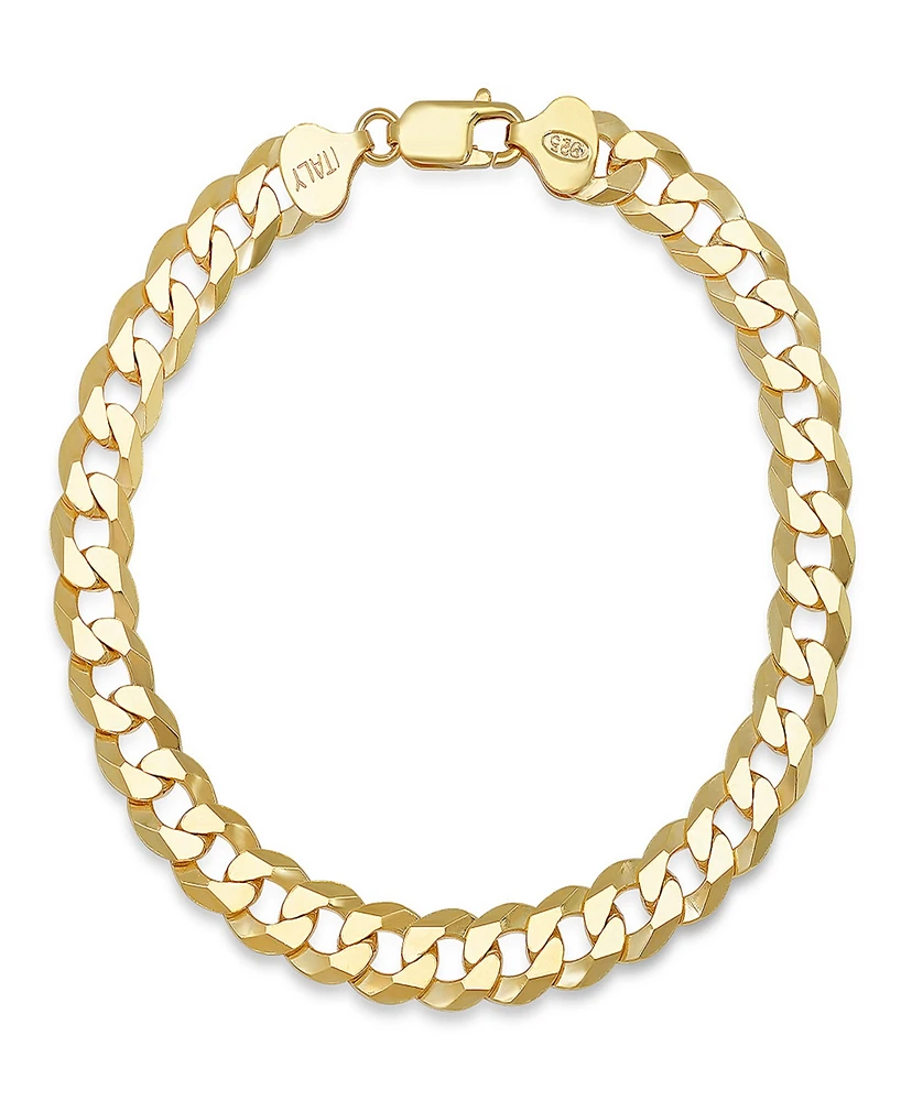 Steeltime Unisex Silver Diamond Cut Curb Link Bracelet