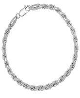 Steeltime Unisex Sterling Silver Rope Chain Bracelet