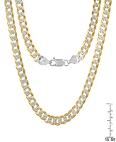 Steeltime Unisex Sterling Silver and 18K Gold Plated Diamond Cut Curb Link Necklace