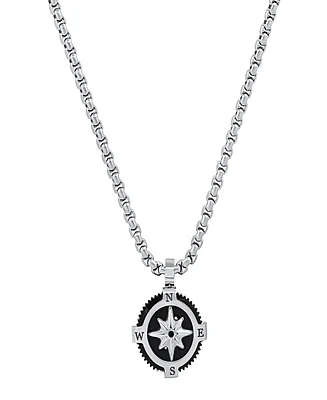 Steeltime Men's Stainless Steel Compass Pendant Necklace