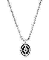 Steeltime Men's Stainless Steel Compass Pendant Necklace
