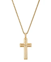 Steeltime Men's 18K Gold Plated and Simulated Diamond Spinning Cross Pendant Necklace