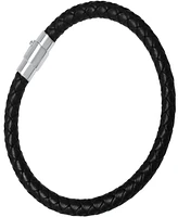 Steeltime Men's Braided Leather and Sterling Silver Magnetic Clasp Bracelet.