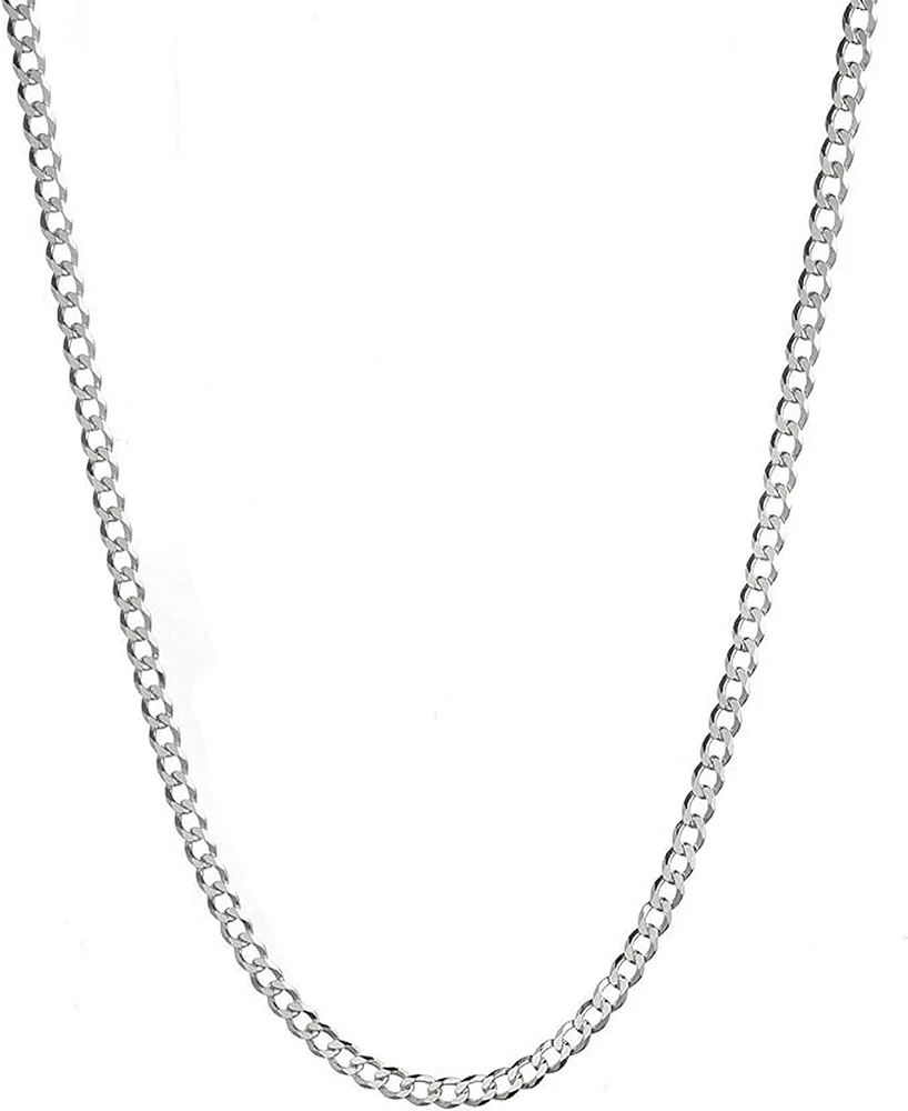 Steeltime Unisex Sterling Silver Cuban Superflat Necklace