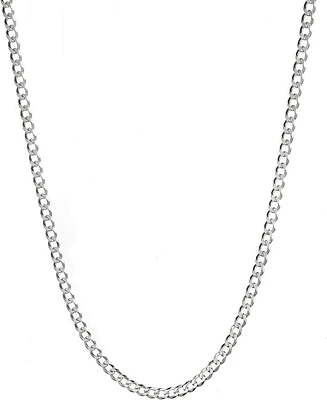Steeltime Unisex Sterling Silver Cuban Superflat Necklace