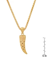 Steeltime Men's 14K Gold Plated Horn Pendant Necklace