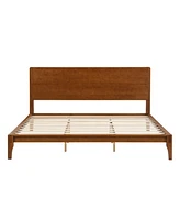 Mid-Century Modern King Size 12 Inch Bamboo Wood Platform Bed with Wood Slat Support, No Box Spring Needed, Easy Tool-Free Assembly