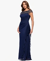 Xscape Women's Boat-Neck Long Sheath Dress