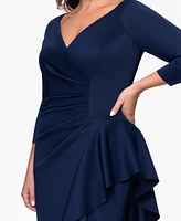 Xscape Plus V-Neck Long Sheath Dress