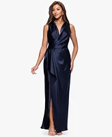 Xscape Women's Collared Sleeveless Long Sheath Dress