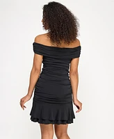 Katia Rae Juniors' Off-The-Shoulder Tiered Short Dress