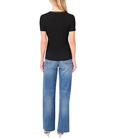 Sam & Jess Women's V-Neck Ribbon-Trim Top