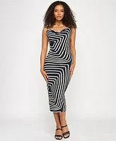 Katia Rae Juniors' Printed Cowl-Neck Sleeveless Dress