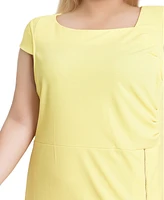 Ny Collection Plus Cap Sleeve Exposed Zipper Dress