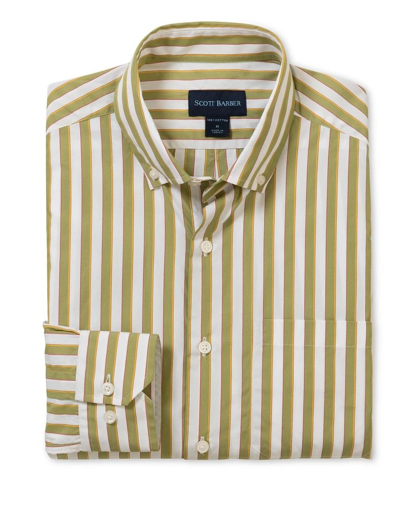 Scott Barber Men's Bold Sateen Stripe, Sage