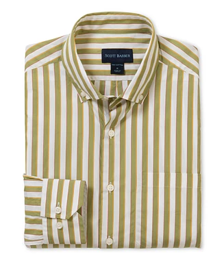 Scott Barber Men's Bold Sateen Stripe, Sage