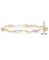 Sterling Silver Gold Plated Multi-Colored Cubic Zirconia Bracelet