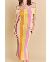 endless rose Women's Off Shoulder Sleeveless Midi Dress