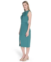 Calvin Klein Women's Wrap V-Neck Scuba Sheath Dress