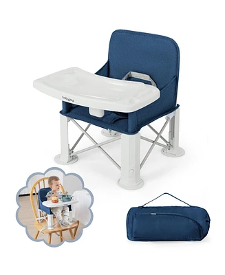 Slickblue Toddler Portable Booster Seat with Straps and Double Tray