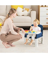 Slickblue Toddler Portable Booster Seat with Straps and Double Tray