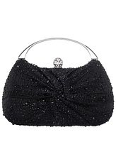 Nina Crystal Twist Chiffon and Satin Minaudiere Clutch Bag