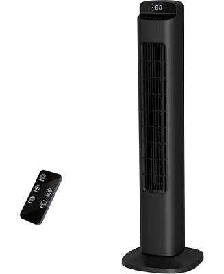 Cowsar Portable Tower Fan, 80°Oscillation Fan, with Remote Control, Standing Bladeless Fan, 5 Speeds and 3 Modes, Low Noise for Bedroom and Livin