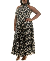 Taylor Plus Pleated Chiffon Fit & Flare Dress