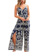 Cupshe Women's Boho Print Spaghetti Strap Split-Leg Jumpsuit