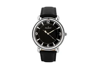 Peugeot Men's 38mm Black Dial Retro Design Calf Skin Leather Strap watch