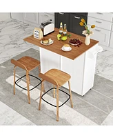 Volenca Rolling Kitchen Island with Trash Can Cabinet and Rubber Universal Wheels