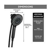 Rainsken High Pressure Shower Heads 6 Spray Mode, Magnetic Shower Head for Bathroom, Matte Black Handheld Shower with 60 inch Stainless Steel Hose