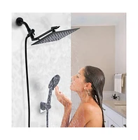 Rainsken Shower Head, 10 Inch High Pressure Rainfall Shower Head/Handheld Shower Combo with 11 Inch Extension Arm