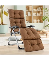Outdoor Lounge Chaise Cushion with String Ties for Garden Poolside