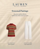 Lauren Ralph Women's Geo-Striped Short-Sleeve Sweater