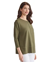 Jones New York Women's Exposed Seam 3/4-Sleeve Top