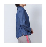 Etcetera Women's Chambray-Look Popover Blouse Strait